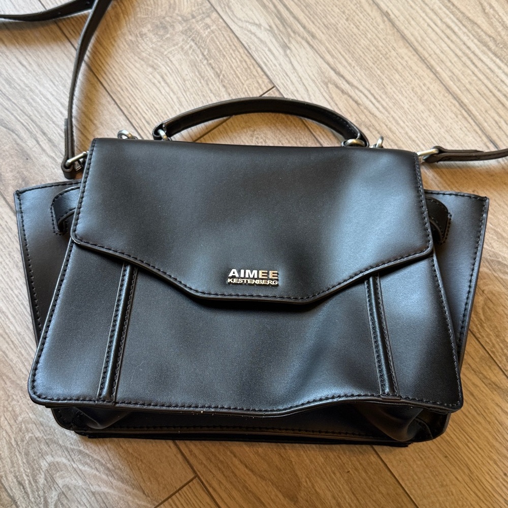 Perfect like new Aimee Kastenberg Phoenix Black Leather Satchel Crossbody Bag - Picture 4 of 9